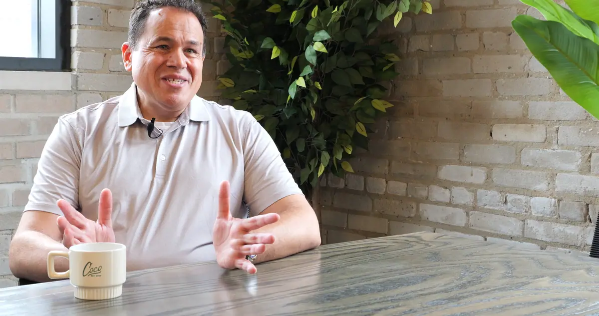 Front camera angle of a two-camera interview